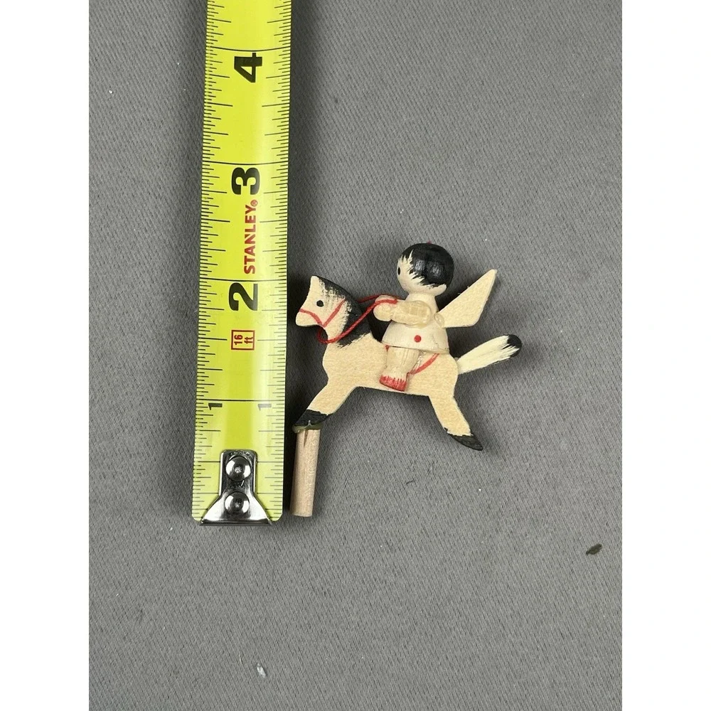 VTG Christmas Miniature Erzgebirge Angel On Horse Ornaments Pegs German Lot 4
